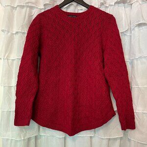 Cable Knit Cozy Red Cotton Sweater - Size Small